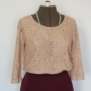 Forever 21 Lace Blouse button detail 3/4 sleeves